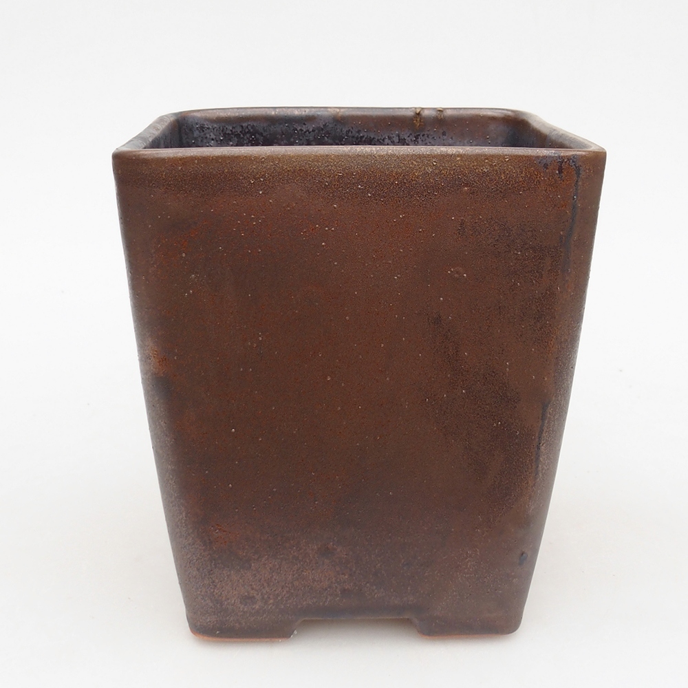 Ceramic bonsai bowl 14 x 14 x 15 cm, brown