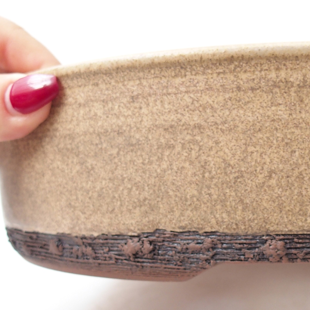 Ceramic bonsai bowl 24,5 x 24,5 x 6,5 cm, color beige