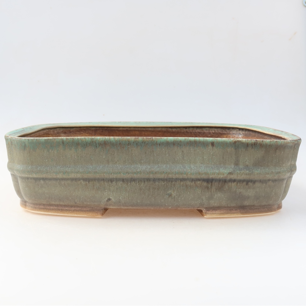 Ceramic bonsai pot, 29 x 23 x 7 cm, green