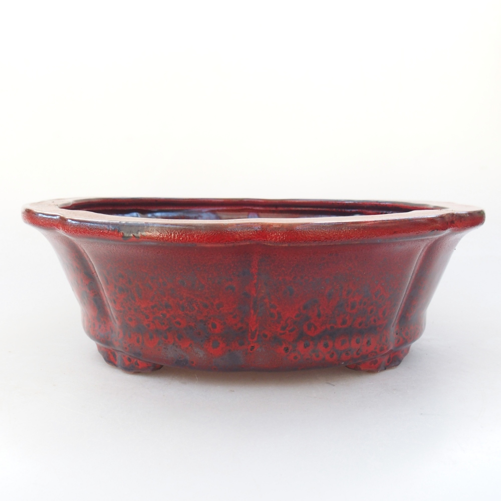 Ceramic bonsai bowl 26 x 26 x 8 cm, colour red