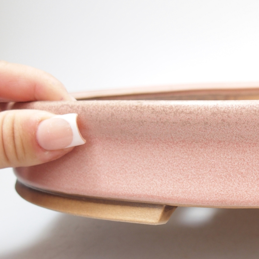 Ceramic bonsai bowl 30 x 26,5 x 4 cm, pink