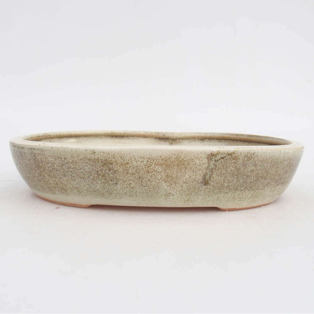 Ceramic bonsai bowl 22,5 x 17 x 4,5 cm, green