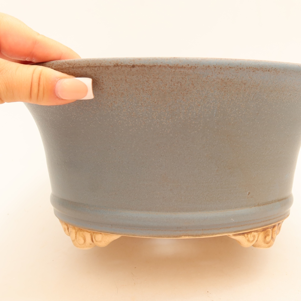 Ceramic bonsai pot, 24.5 x 24.5 x 11 cm, blue