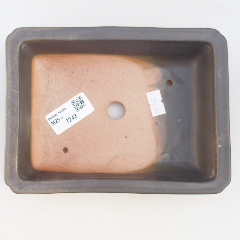 Ceramic bonsai bowl 18 x 13,5 x 4 cm, metal colour