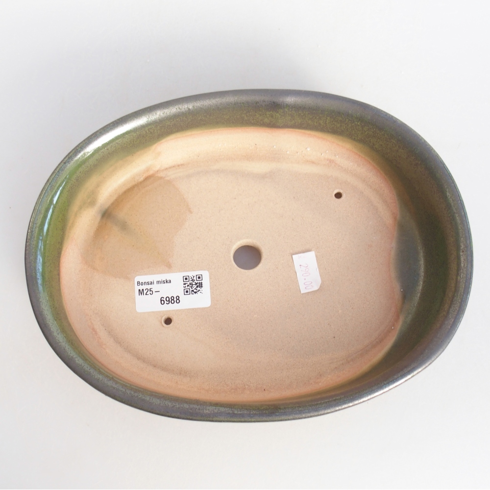 Ceramic bonsai bowl 22 x 17 x 5 cm, green