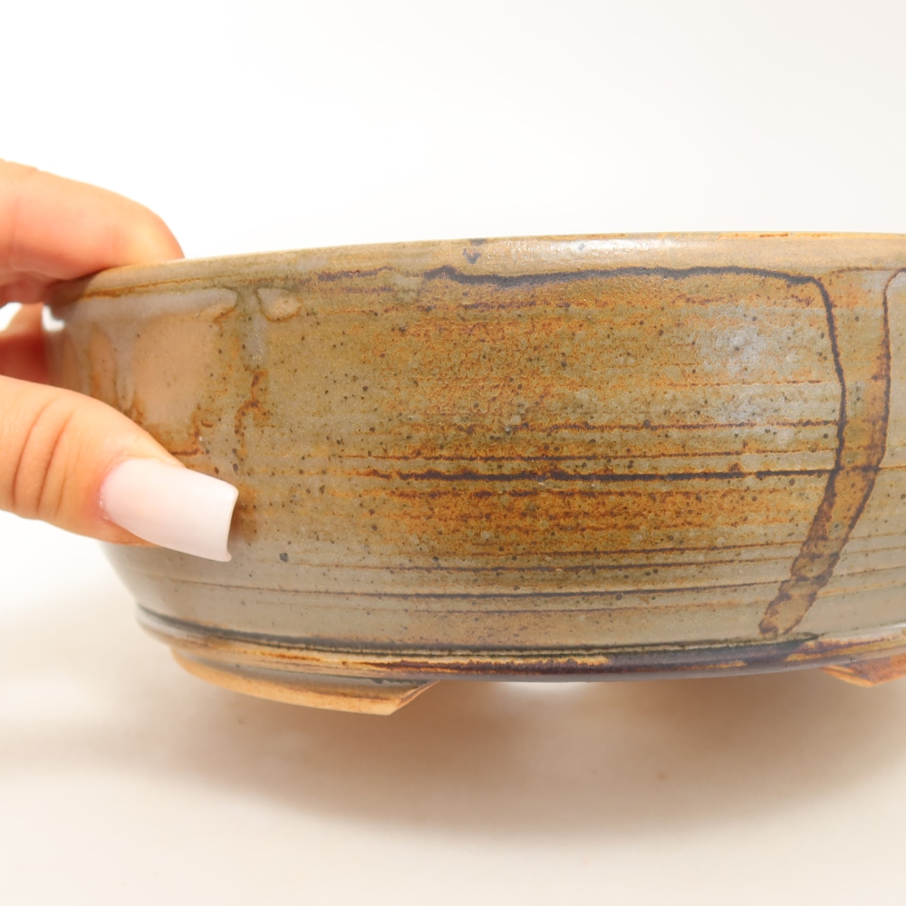 Ceramic bonsai pot, 19 x 19 x 7 cm, gray