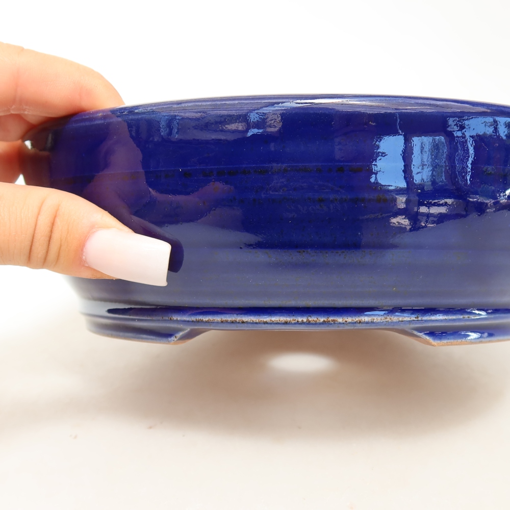 Ceramic bonsai bowl 19 x 19 x 6 cm, colour blue