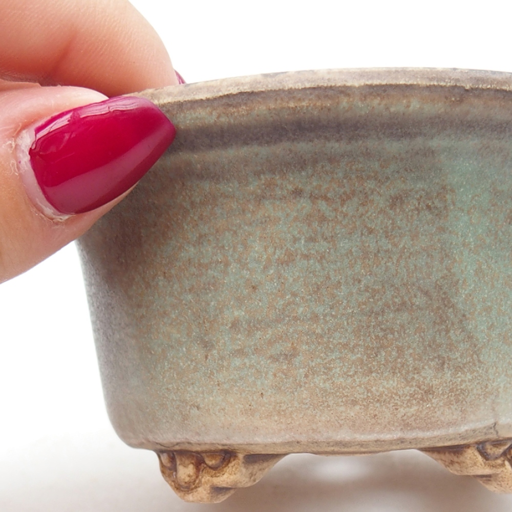 Ceramic bonsai bowl 9 x 9 x 3,5 cm, color green