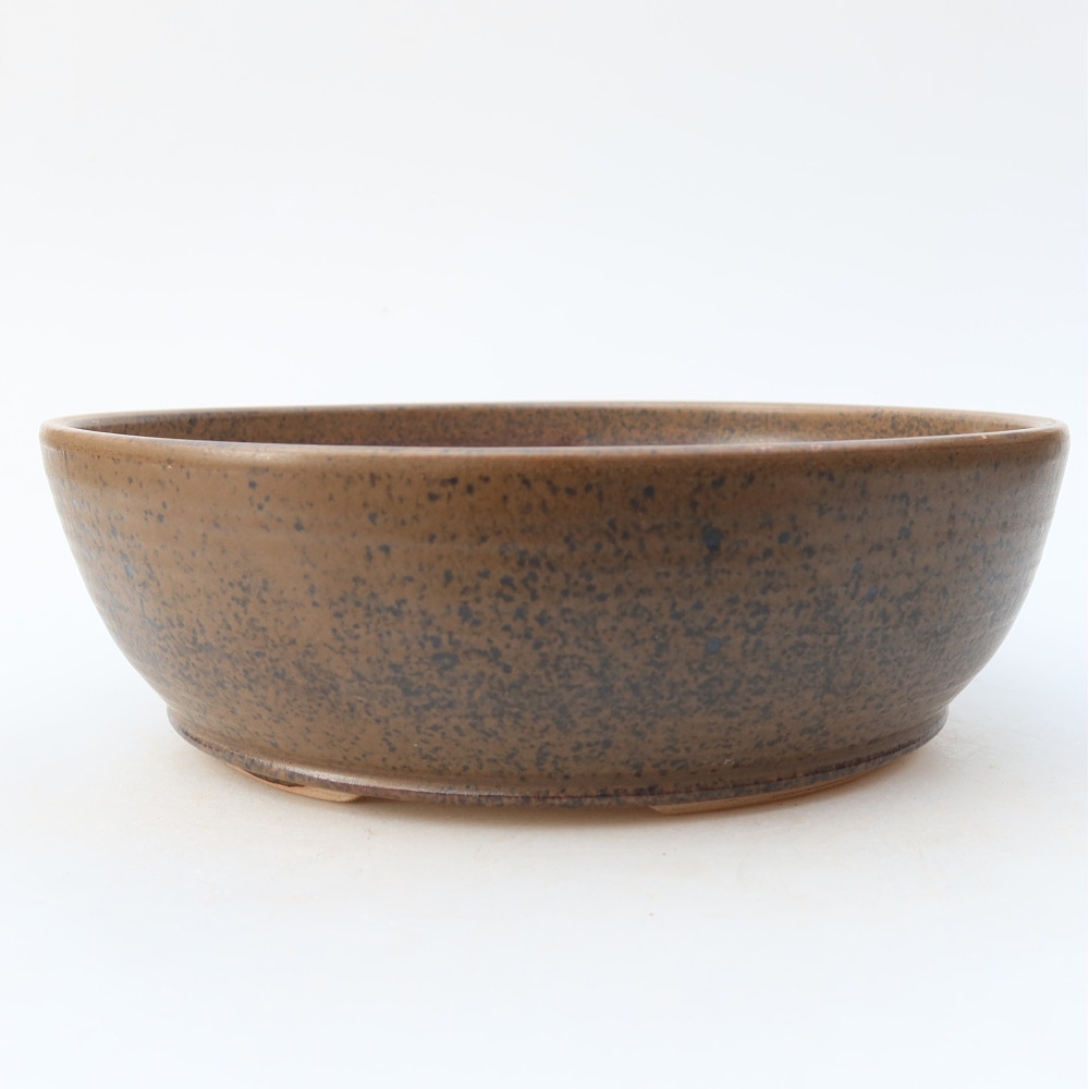 Ceramic bonsai pot, 21 x 21 x 6.5 cm, brown