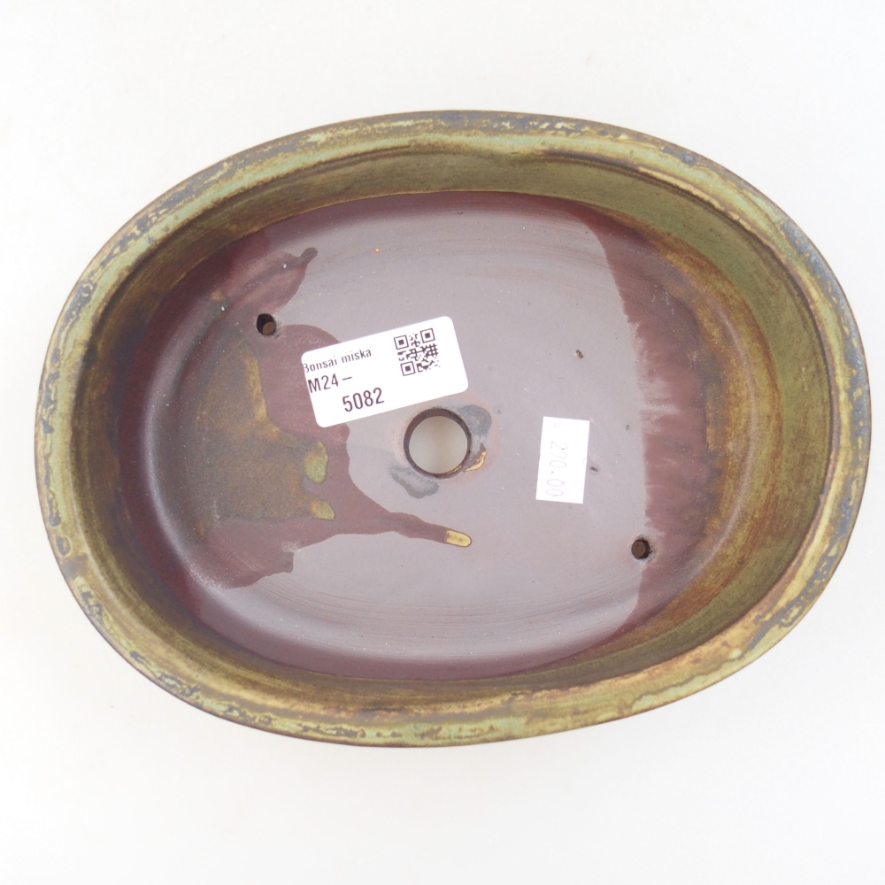 Ceramic bonsai bowl 19 x 15 x 5 cm, color green