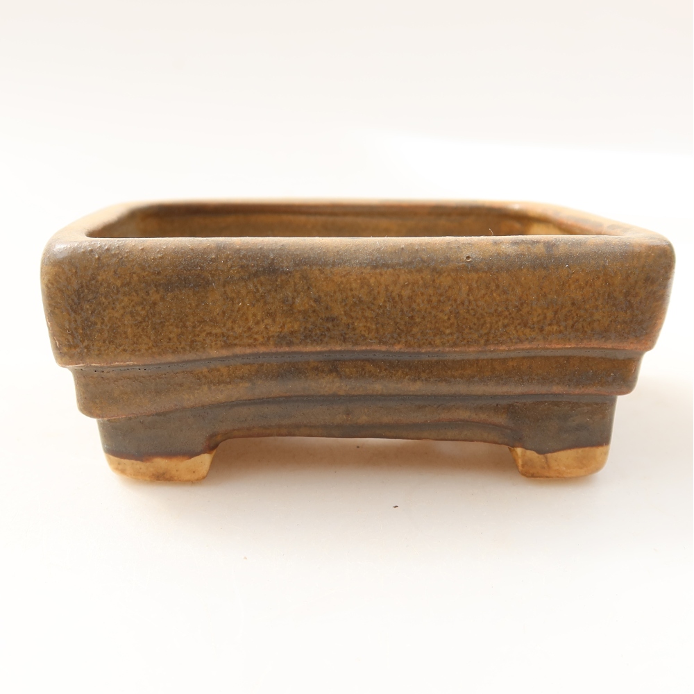 Ceramic bonsai pot, 9.5 x 7.5 x 3.5 cm, brown