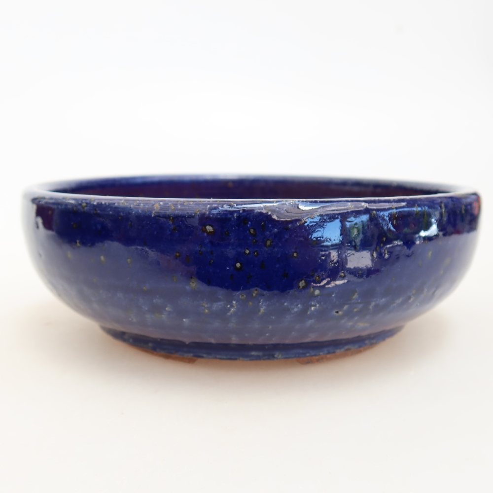 Ceramic bonsai pot, 15.5 x 15.5 x 5 cm, blue