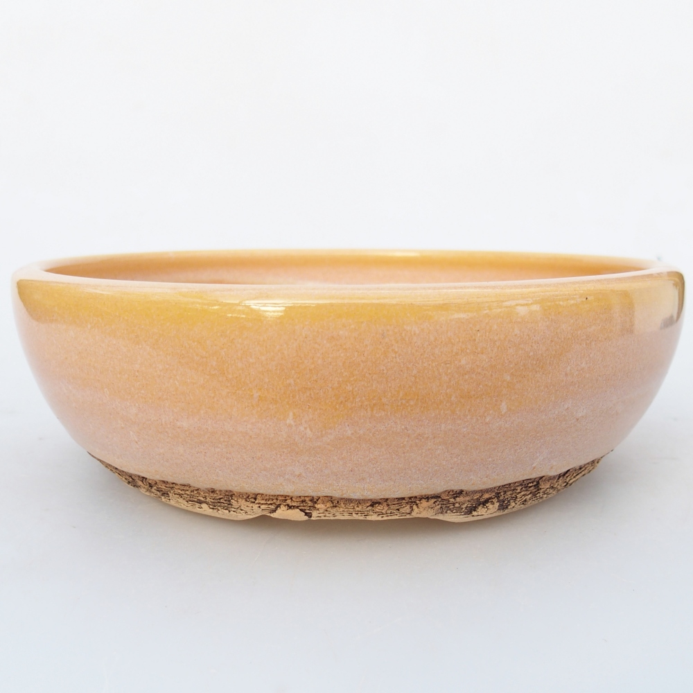 Ceramic bonsai bowl 19,5 x 19,5 x 6 cm, colour brown-yellow