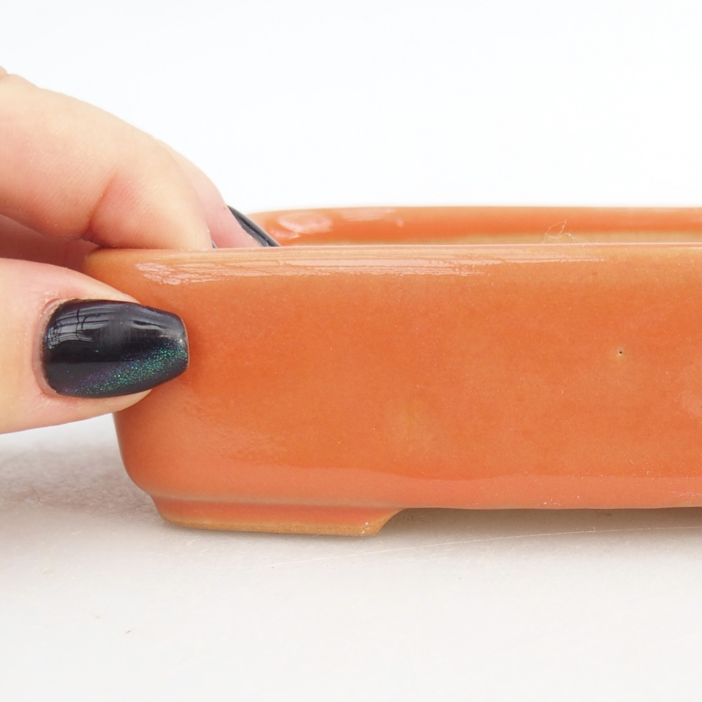 Ceramic bonsai bowl 12,5 x 9,5 x 3,5 cm, orange
