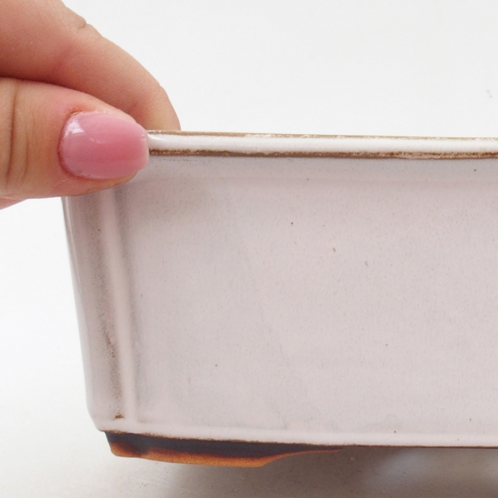 Ceramic bonsai bowl 17 x 13 x 6 cm, color white
