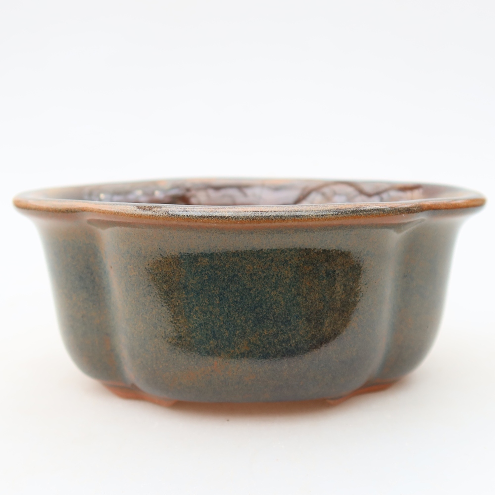 Ceramic bonsai pot, 13.5 x 11 x 6 cm, brown