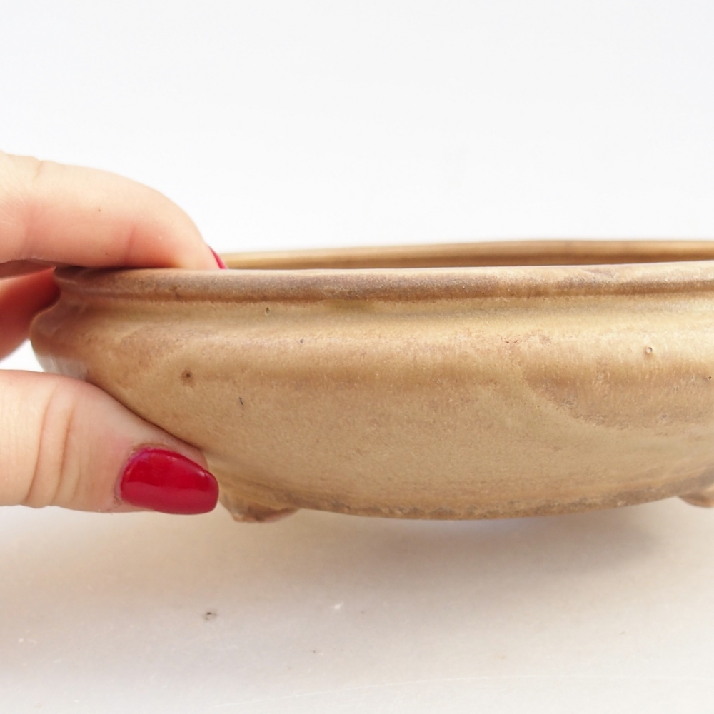 Ceramic bonsai bowl 16 x 16 x 5 cm, colour beige