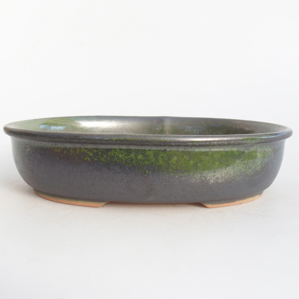 Ceramic bonsai bowl 22 x 17 x 5 cm, green