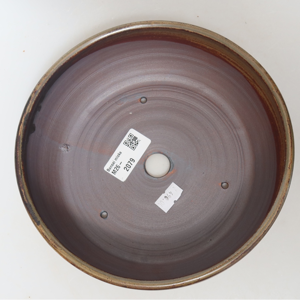 Ceramic bonsai pot, 19 x 19 x 6 cm, brown