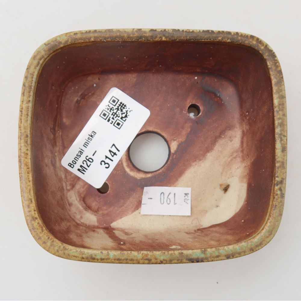 Ceramic bonsai pot, 10 x 8.5 x 4 cm, green