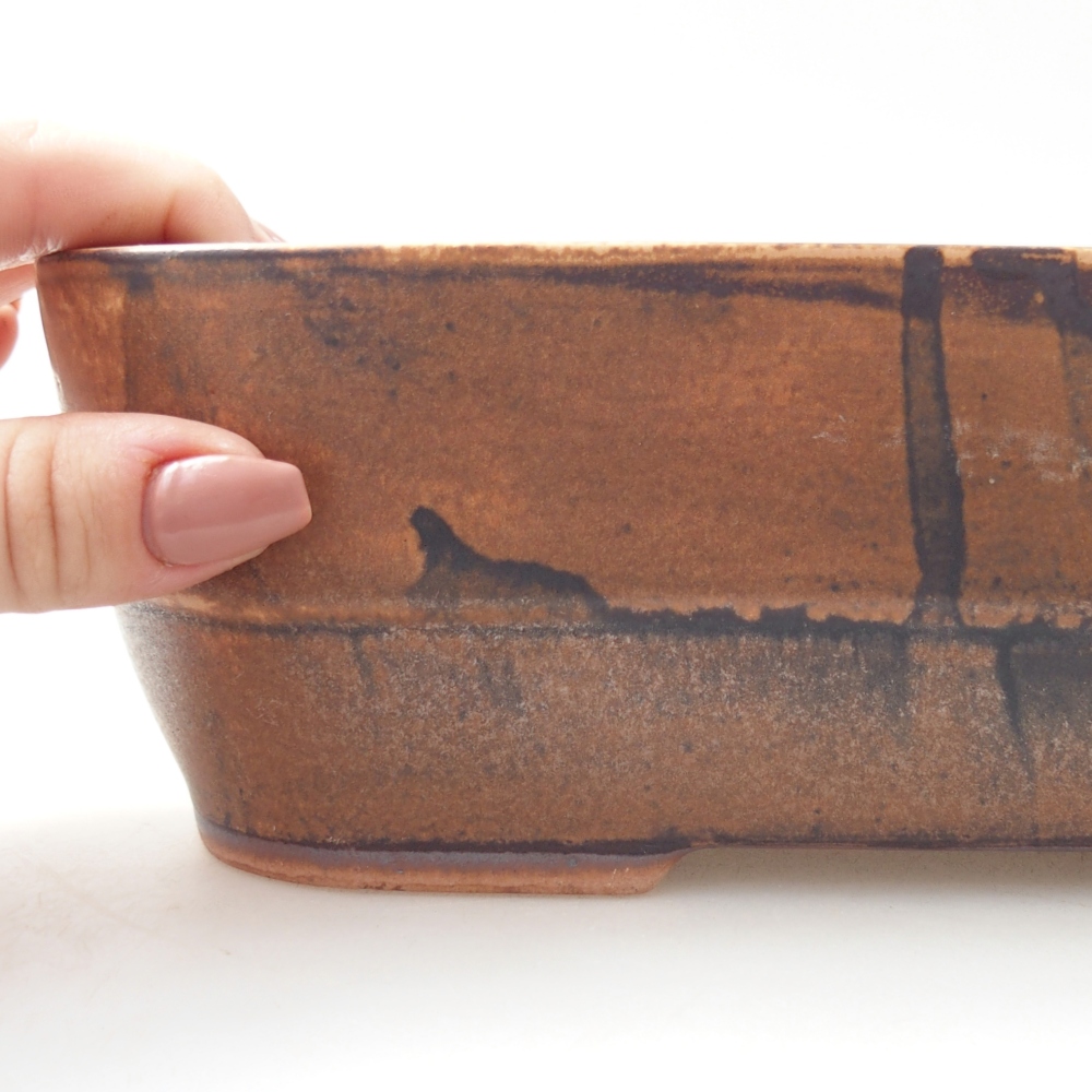 Ceramic bonsai bowl 28 x 20,5 x 7,5 cm, brown