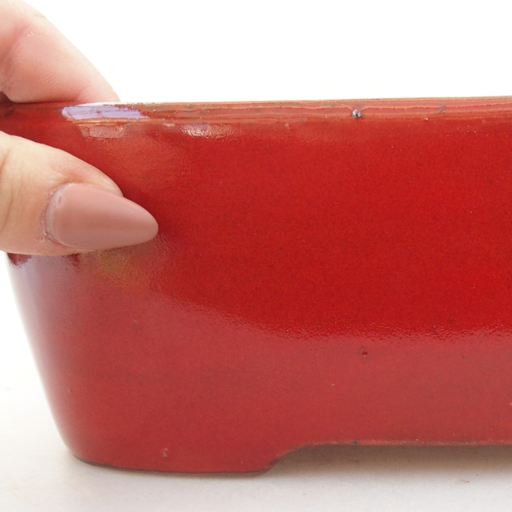 Ceramic bonsai bowl 23 x 18 x 7,5 cm, colour red