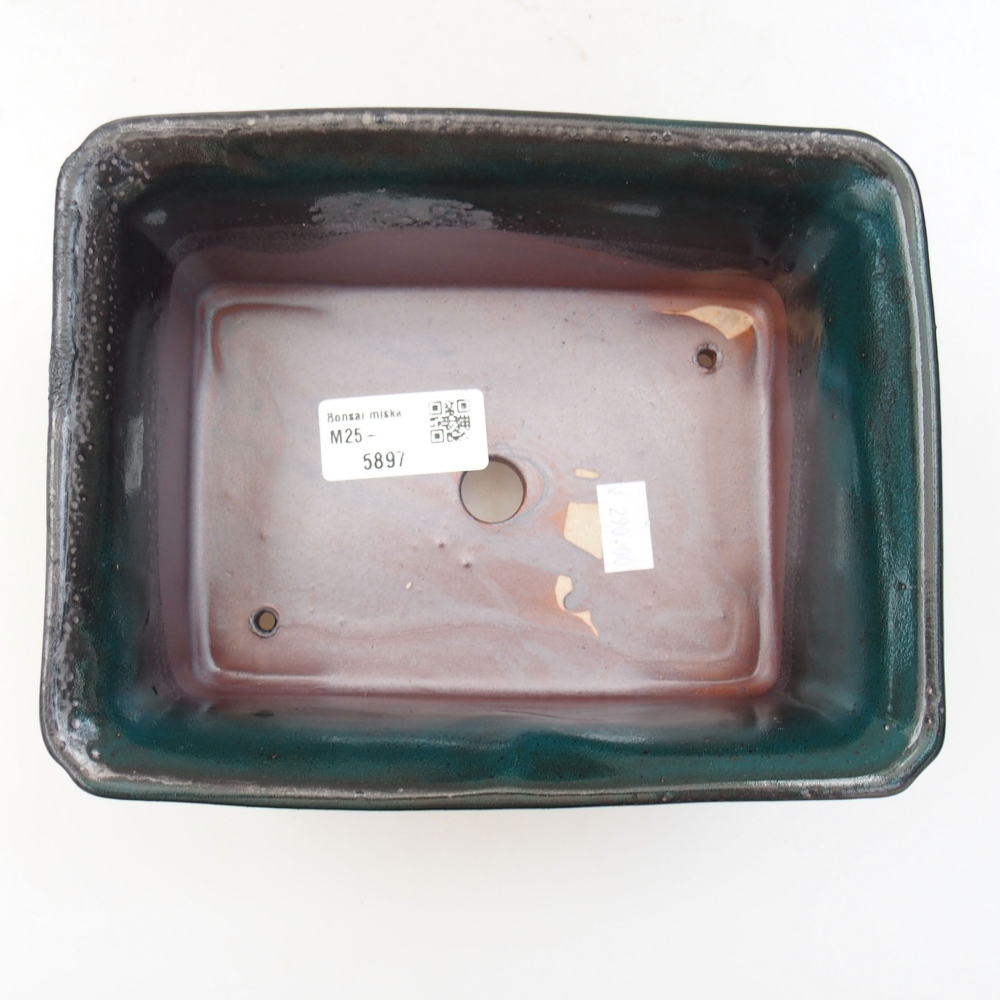 Ceramic bonsai bowl 18 x 14 x 7,5 cm, color green