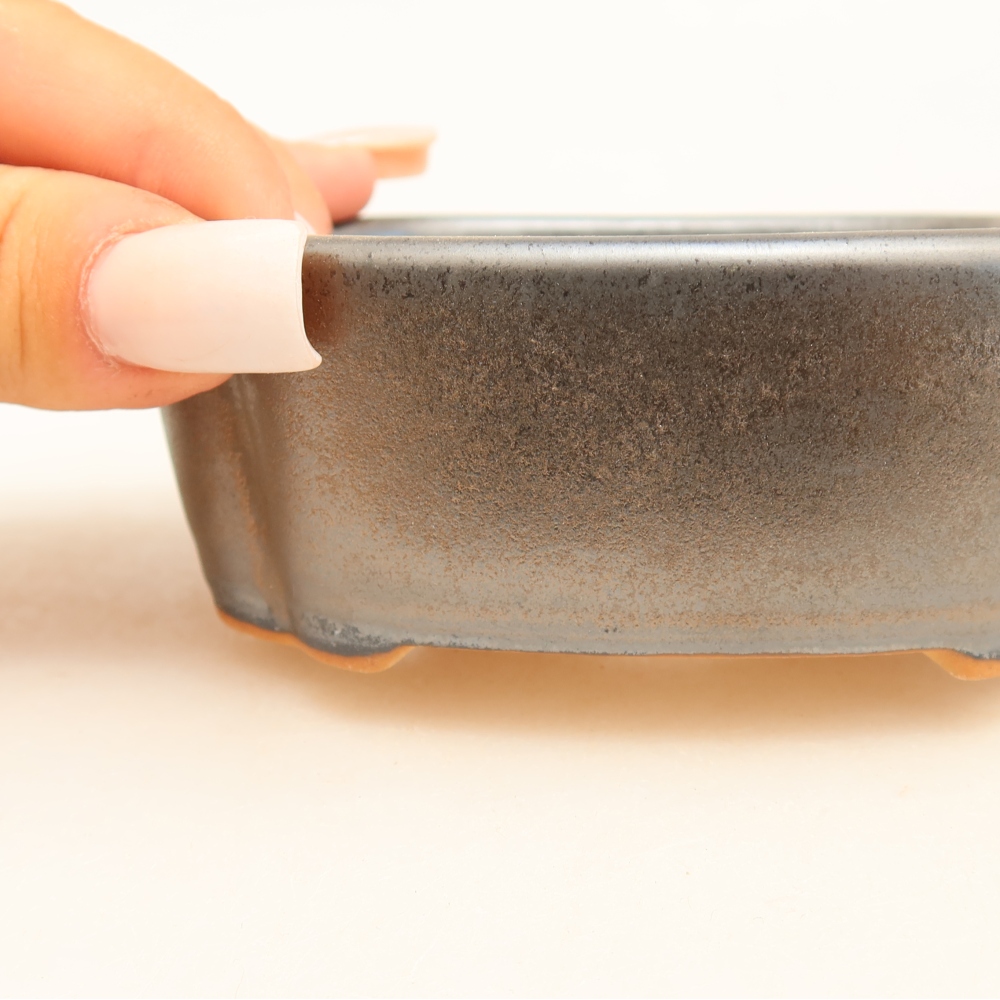Ceramic bonsai pot, 10.5 x 8 x 4 cm, metallic color