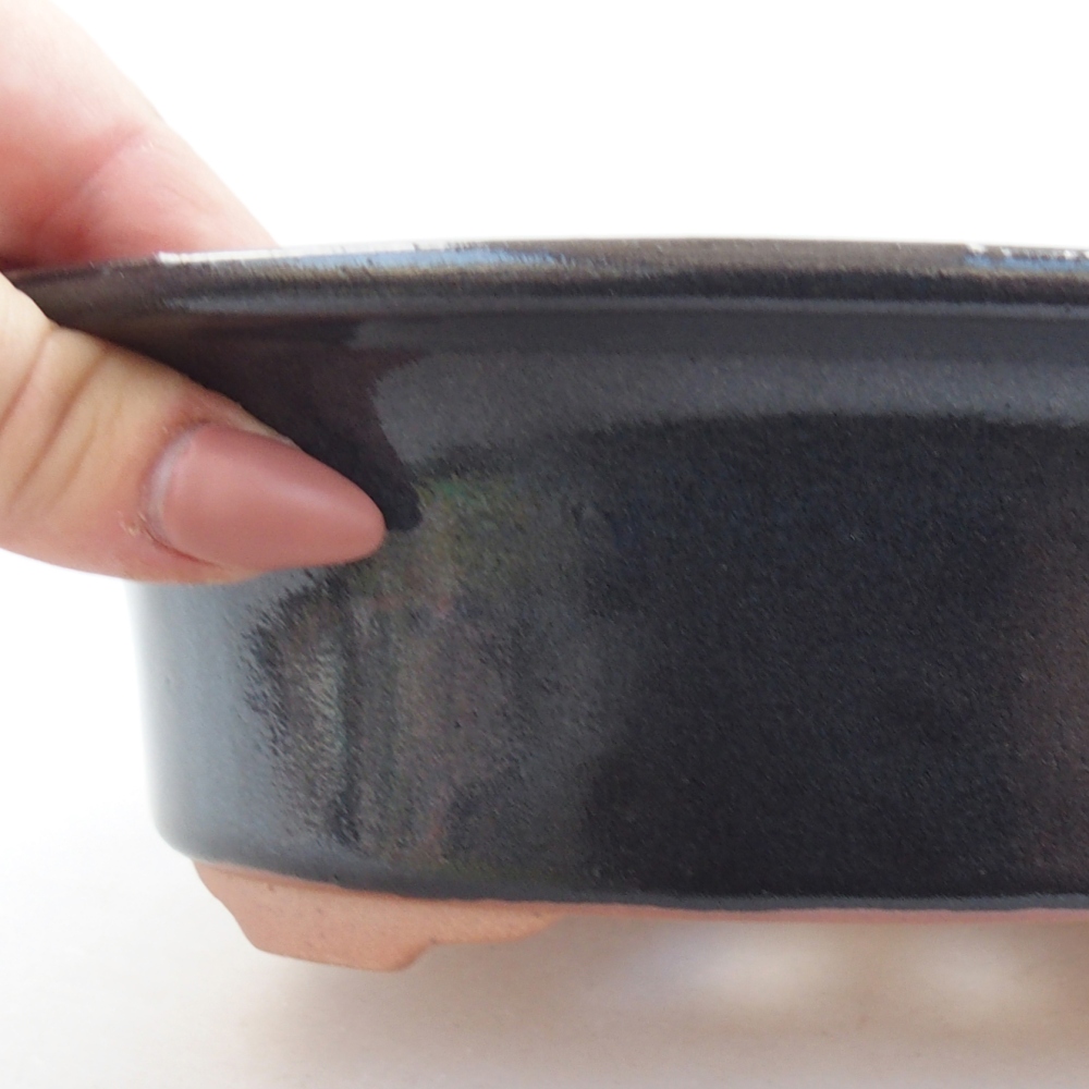 Ceramic bonsai bowl 19,5 x 15,5 x 6,5 cm, black