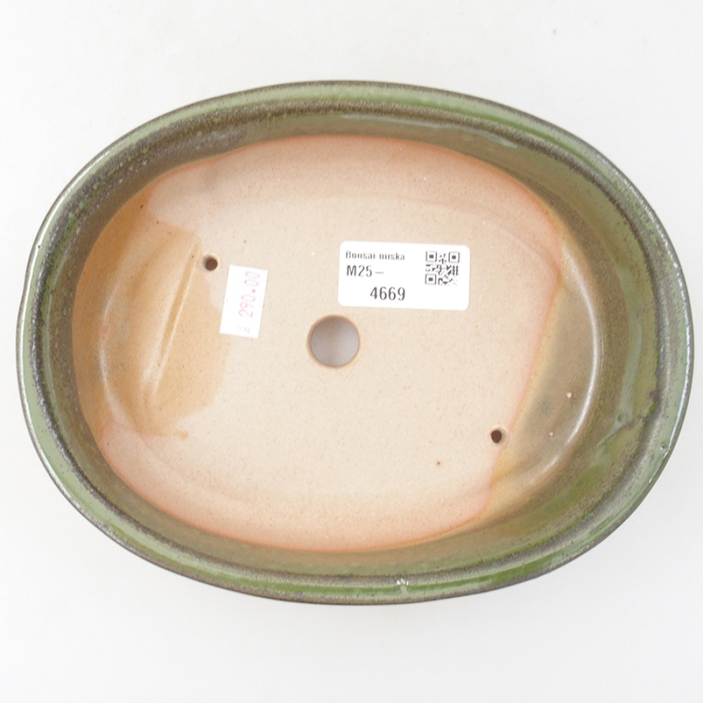 Ceramic bonsai bowl 18,5 x 14,5 x 5 cm, color green