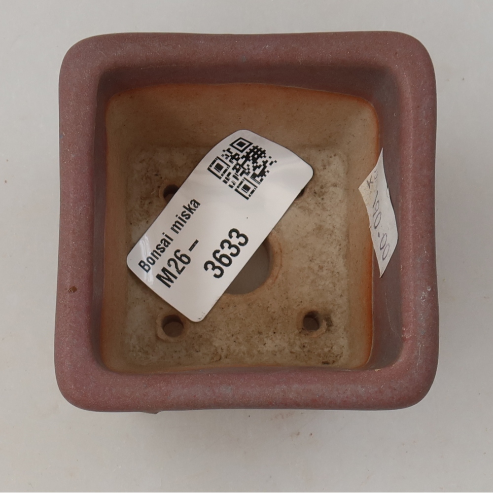 Ceramic bonsai pot, 6.5 x 6.5 x 5 cm, purple