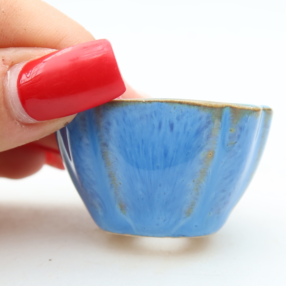 Ceramic bonsai pot, 4.5 x 4.5 x 2.5 cm, blue