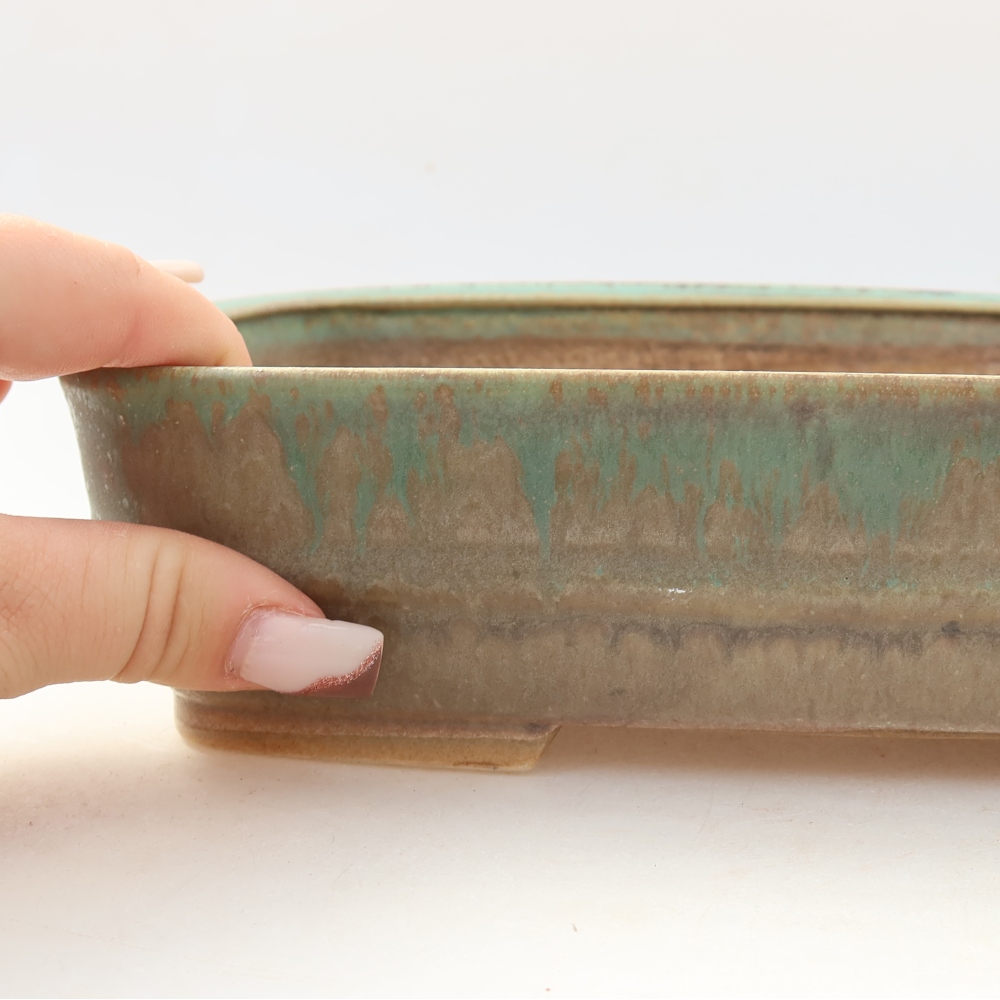 Ceramic bonsai pot, 22.5 x 18 x 6 cm, green