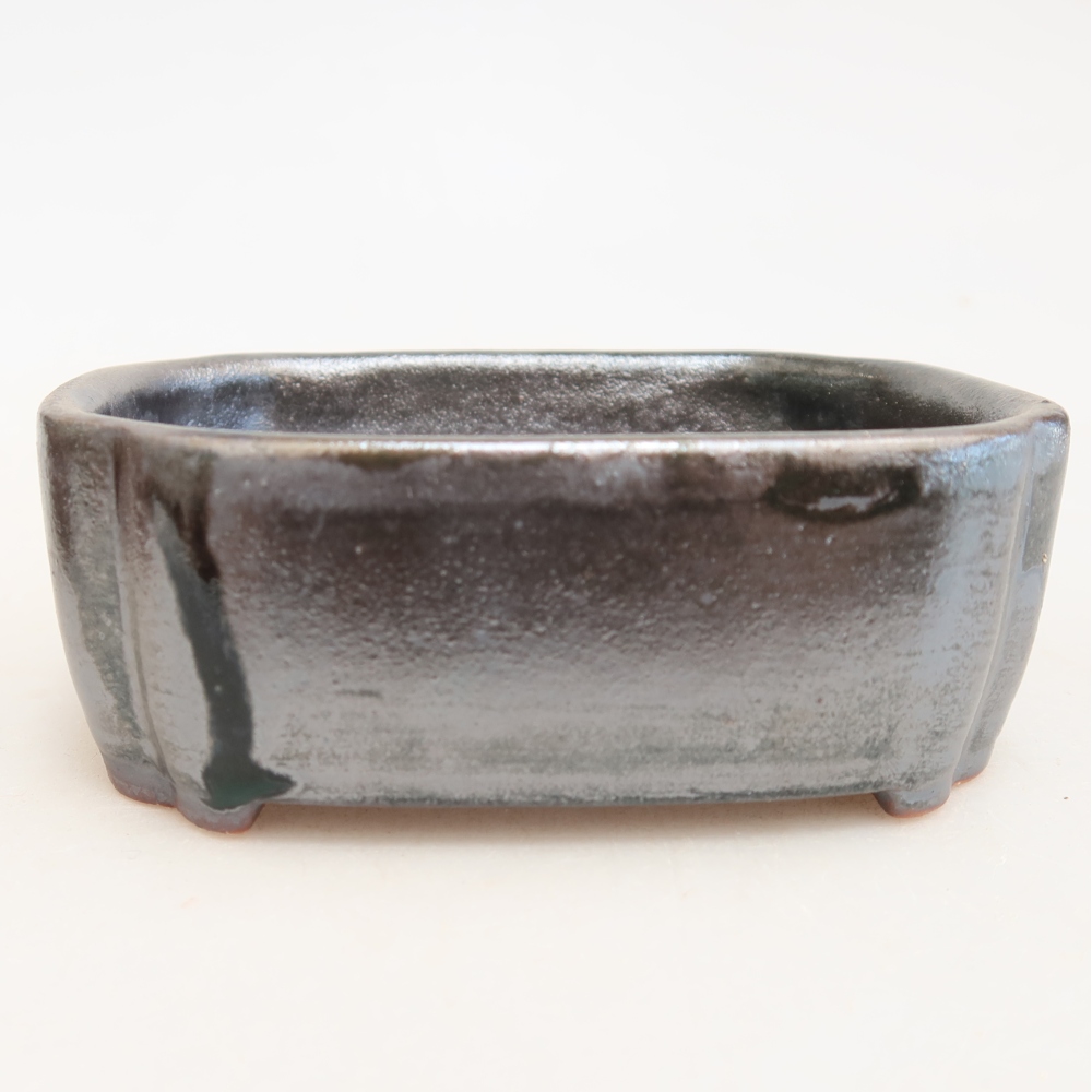 Ceramic bonsai pot, 10.5 x 8 x 4 cm, metallic color