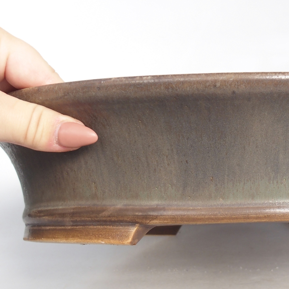 Ceramic bonsai bowl 32 x 29 x 7 cm, green