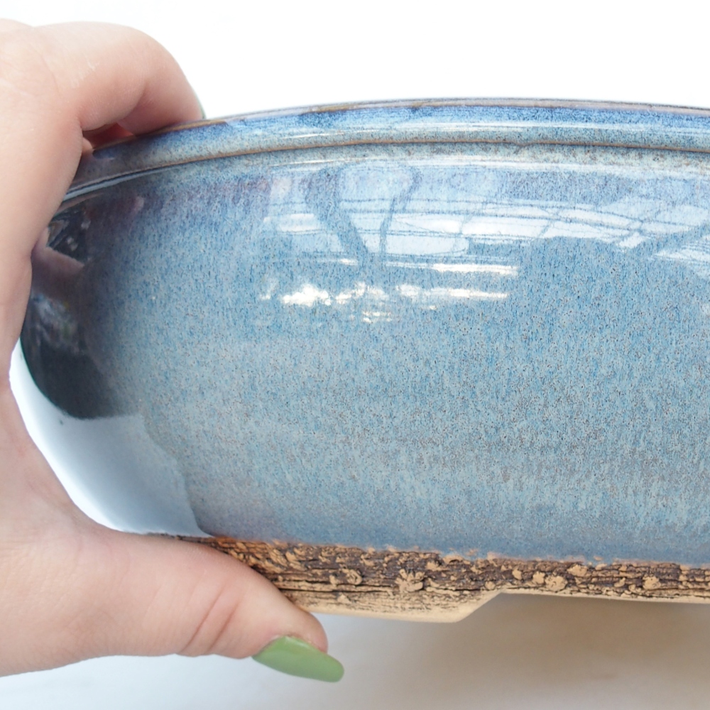 Ceramic bonsai bowl 25 x 25 x 7,5 cm, colour blue