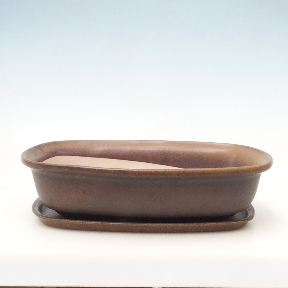Bonsai pot + saucer H10 - 37 x 28 x 9 cm. 