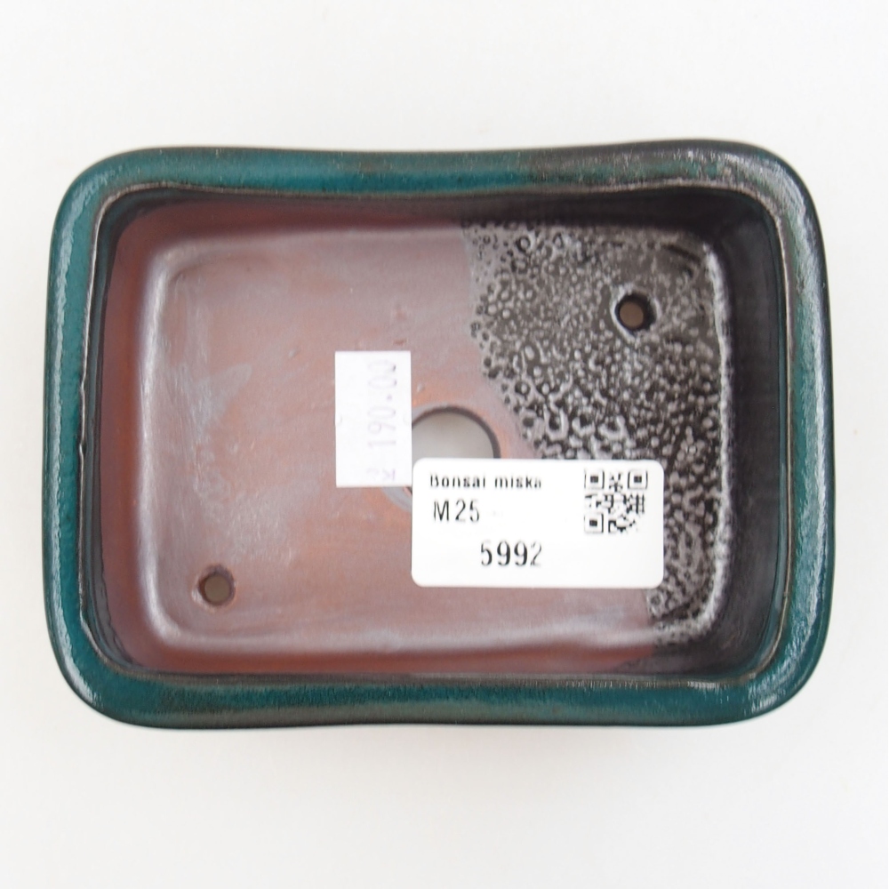 Ceramic bonsai bowl 11 x 8,5 x 3 cm, color green