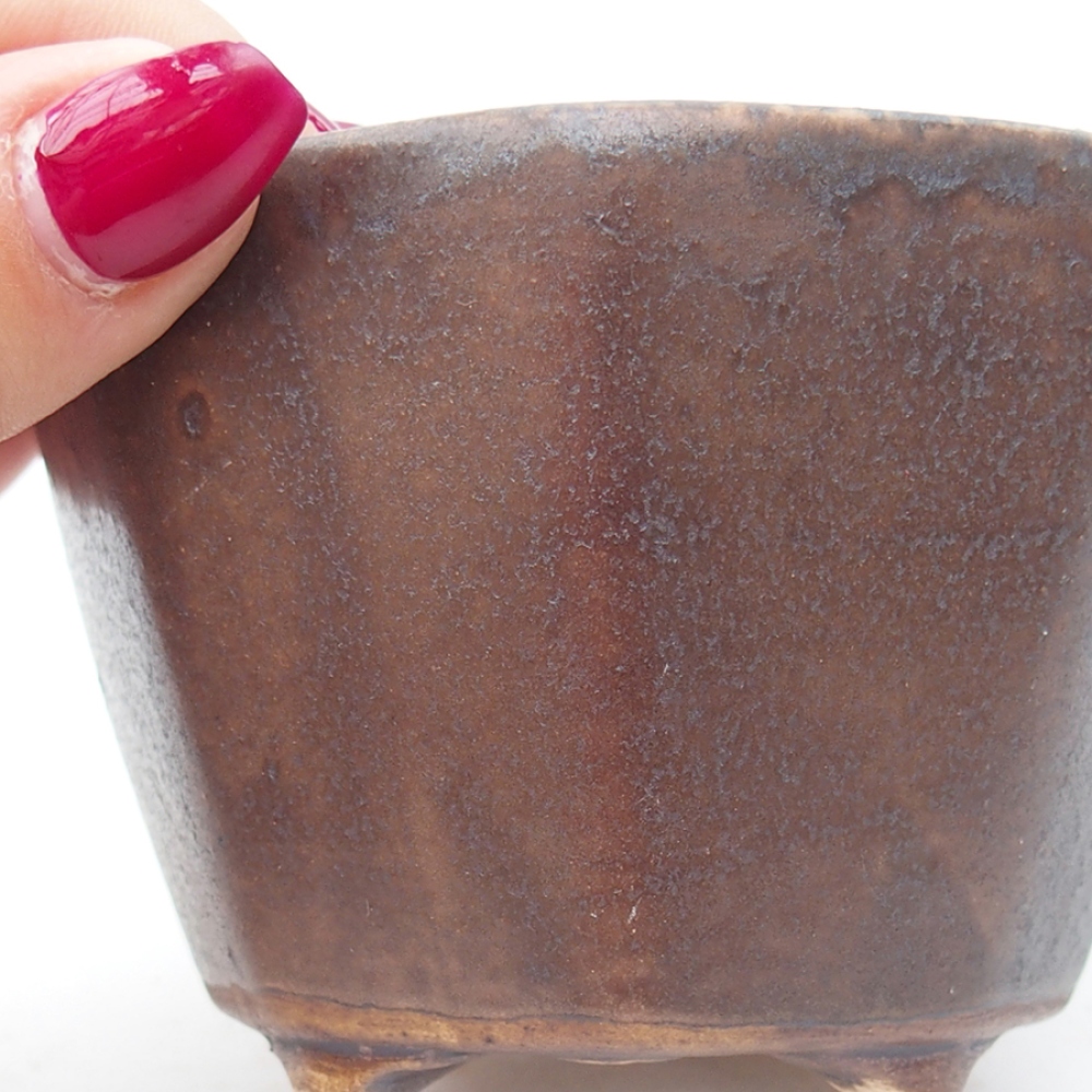 Ceramic bonsai bowl 8,5 x 8,5 x 6 cm, color brown