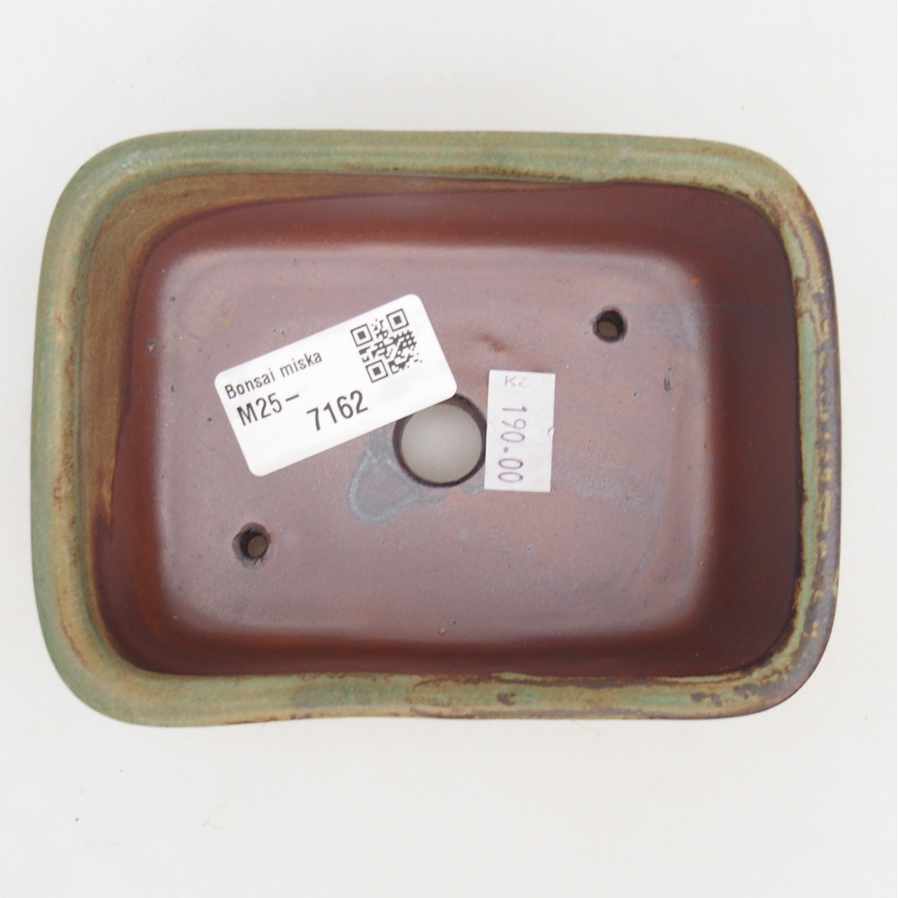 Ceramic bonsai bowl 12,5 x 10 x 5 cm, green