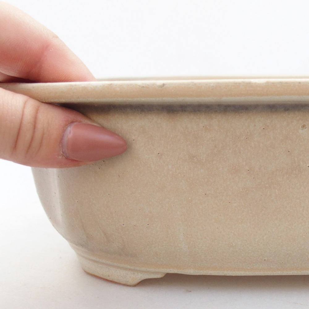 Ceramic bonsai bowl 22 x 18 x 7 cm, colour beige