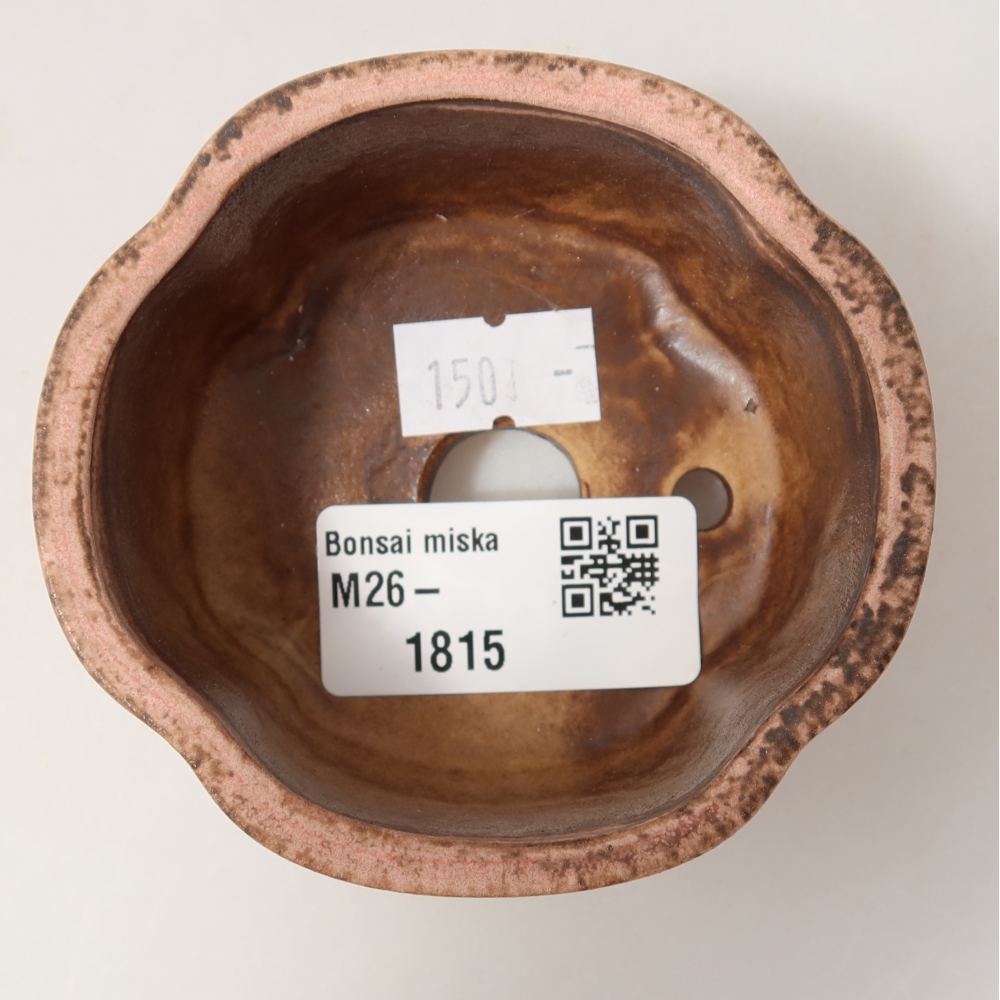 Ceramic bonsai pot, 8 x 7.5 x 3.5 cm, pink