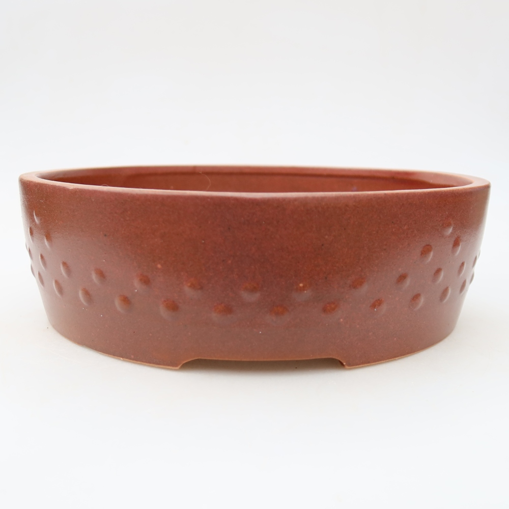 Ceramic bonsai pot, 24 x 24 x 7 cm, burgundy
