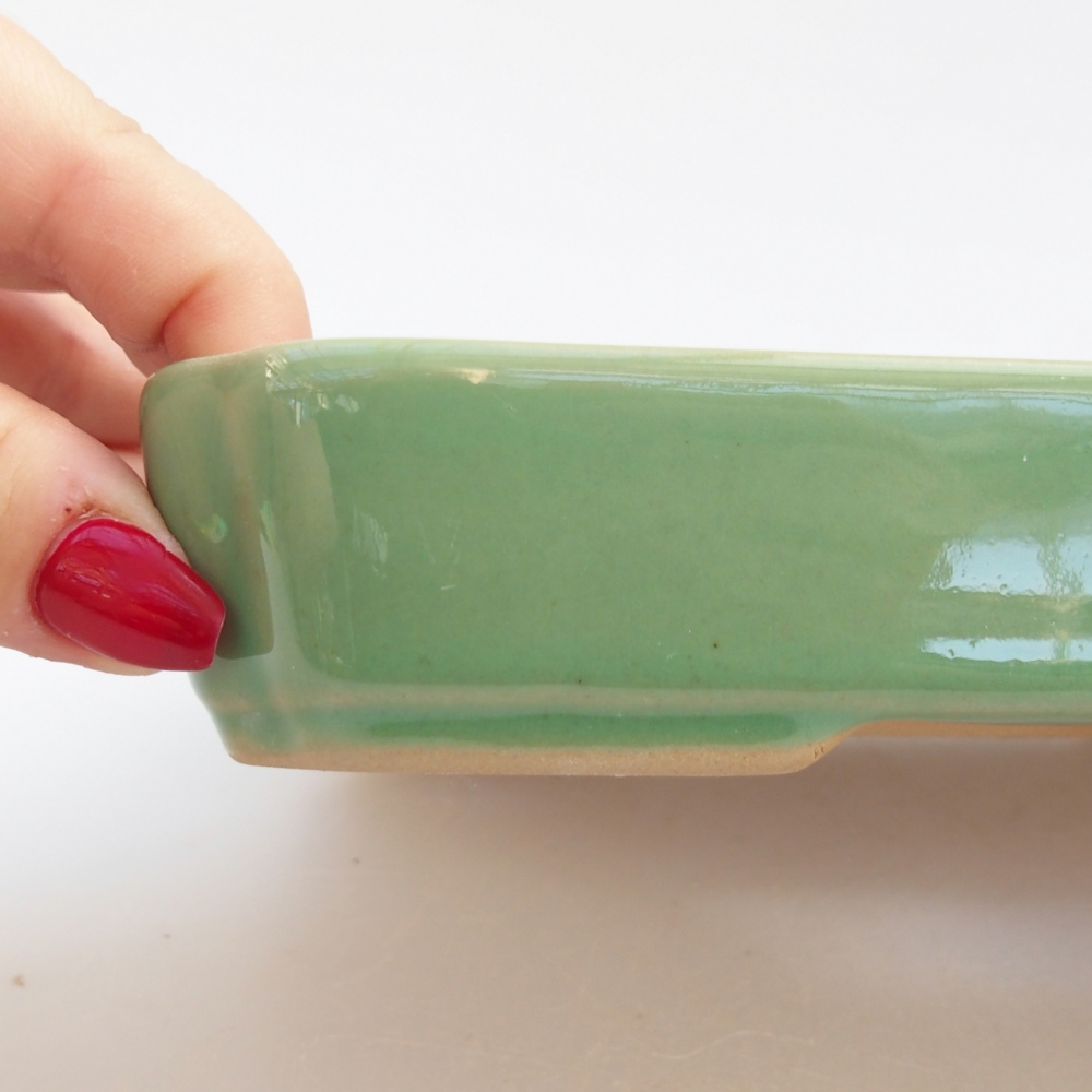 Ceramic bonsai bowl 18,5 x 13,5 x 3,5 cm, green