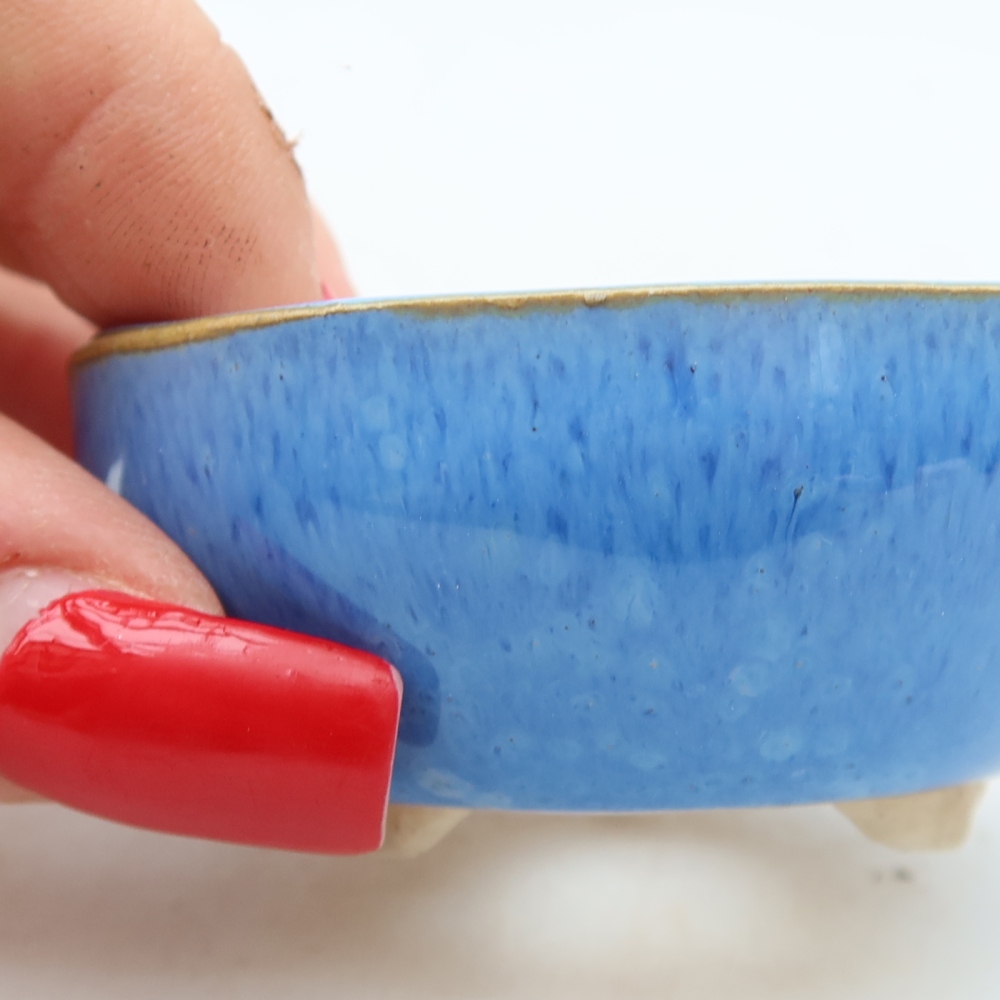 Ceramic bonsai pot, 6 x 6 x 3 cm, blue
