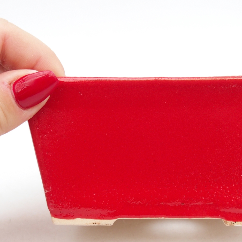 Ceramic bonsai bowl 11,5 x 9,5 x 6 cm, colour red