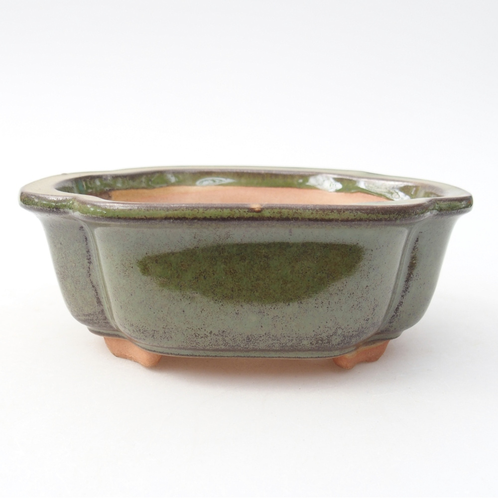 Ceramic bonsai bowl 13 x 10 x 5 cm, green