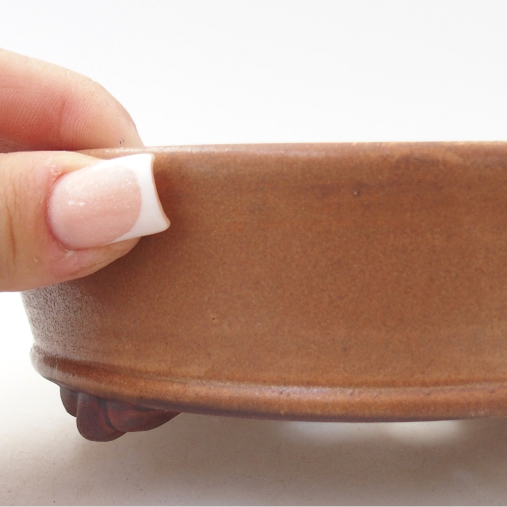 Ceramic bonsai bowl 15,5 x 15,5 x 5 cm, brown