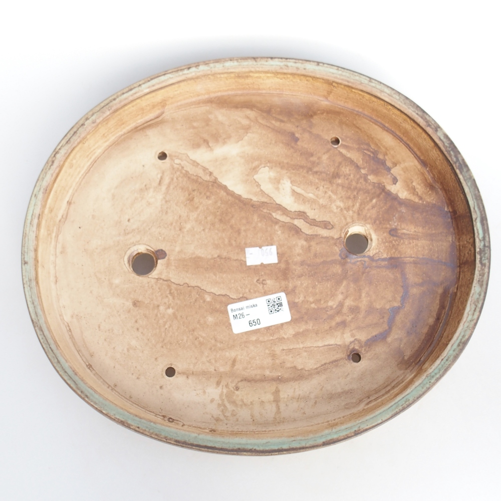 Ceramic bonsai bowl 31 x 27 x 4,5 cm, green