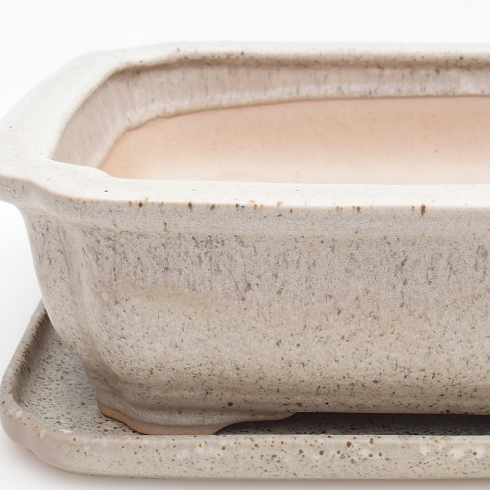 Bonsai bowl + saucer H20 - 26,5 x 21,5 x 6,5 cm. - beige